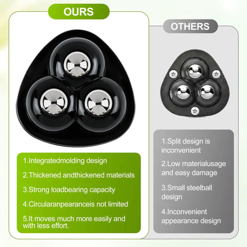 Self Adhesive Appliance Sliders 8 Pack Heavy Duty Swivel Rollers Smooth Glide For Moving Couches Or Kitchen Gear Peel And Stick Setup, top view comparison of integrated molded design versus split design.