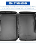Open Top Shelf All Weather Badass Black Plastic Toolbox With Removable Storage Tray, showing smooth interior for organizing small parts.