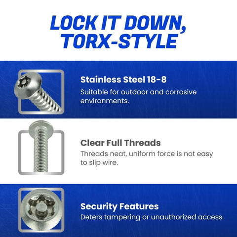 Tamper Resistant Torx Security Screws For Sheet Metal, Button Head Stainless Steel Anti Theft Heavy Duty Fastening, 10 Pack
