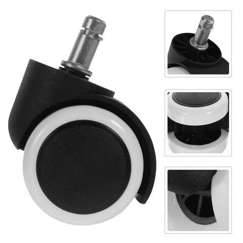 Smooth Operator Replacement Casters For Office And Gaming Chairs With 10mm Circlip Rod and flawless black and white wheel design.