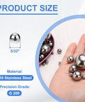 100 Pcs Genuine 5/32 Inch Grade G200 Precision Balls Tough As Nails 304 Stainless Steel Bearing Spheres With Smooth Finish For Heavy Duty Machinery Auto Repair And Diy Projects displayed with size and material details.