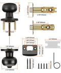 Components and dimensions of 10 Pack Oil Rubbed Bronze Interior Door Knobs Privacy Round Doorknobs For Bedroom Or Bathroom Classic Hardware Set