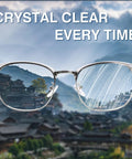 Front view of silver metal-frame eyeglasses with clear lenses