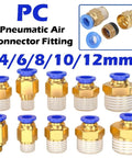 50 Piece Pneumatic Air Hose Fittings Kit With Push To Connect Connectors In 4mm 6mm 8mm 10mm 12mm Sizes And Thread Options One Quarter One Half One Eighth Three Eighth M5 For Quick Easy DIY Assembly In Workshop And Garage, brass fittings