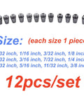 12 Piece ER16 Steel Spring Collet Set For CNC Milling Lathe Tools, 1/32 To 3/8 Inch holding collets, 12 pcs/set