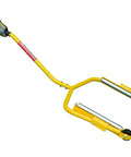 Super Single Truck Wheel Dolly Built With Heavy Gauge Steel And A Low Profile Base For Hauling Massive Otr Trailer Tires Around The Yard Without Breaking A Sweat, shown from the side with a glove hand.