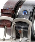 Rock Solid Chicago Screws And Heavy Duty Binding Bolts For Scrapbooks Photo Albums Crafting Gear Hella Tough Fabric Rivets With Badass Durability For Diy Enthusiasts And Rapid Repairs, close-up of two leather belts with metal buckles.