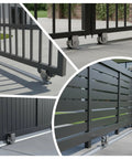 Heavy Duty Top Tier 6Ft V Track Rail Galvanized Steel Sliding Driveway Gate Hardware Rust Resistant Guide For Rolling Doors Smooth Ride Built Tough Yard Essential close-up of sliding gate wheels on steel rail