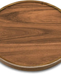 Smooth As Butter 14 Inch Solid Acacia Wood Lazy Susan Rotating Turntable Locks top view showing smooth wooden surface.