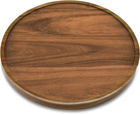 Smooth As Butter 14 Inch Solid Acacia Wood Lazy Susan Rotating Turntable Locks top view showing smooth wooden surface.