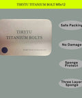 Badass Corrosion Resistant M5 Titanium Countersunk Flat Head Screws M5x12mm Burnt Blue in protective packaging.