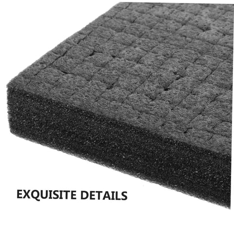 Close-up view of Black Foam Cube Inserts Shockproof Shipping Filler, dense material for packing gear securely.