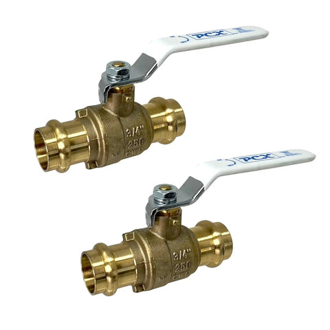 2-Pack 3/4-Inch Press Copper Ball Valve with Full Port Brass Body Built Tough Lead Free for Potable Water Compatible With Hard Copper Pipe Types K L M