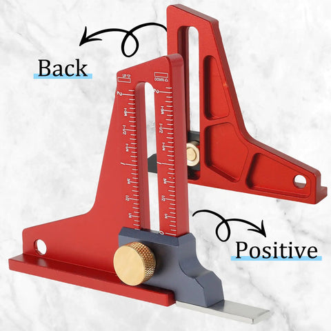 Pro Grade Woodworking Height Gauge For Quick Depth And Height Readouts, CNC Machined Aluminum Setting Gauge with dual scale