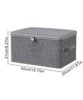 Slick Fabric Storage Bin With Combination Lock Waterproof Foldable Wardrobe Organizer Keeps Your Essentials Safe, gray woven, dimensions 40x30x21cm.