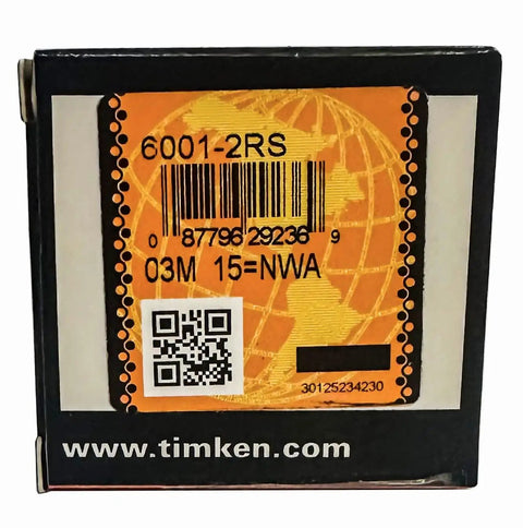 Industrial Grade 4 Pack Deep Groove Ball Bearings 6001-2RS With Double Rubber Seals Made From Premium Chrome Steel packaging.