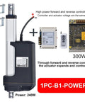 Heavy Duty DC 12V Linear Actuator With 1100mm Stroke And 12000N Rock Solid Thrust, controller and power supply visible.
