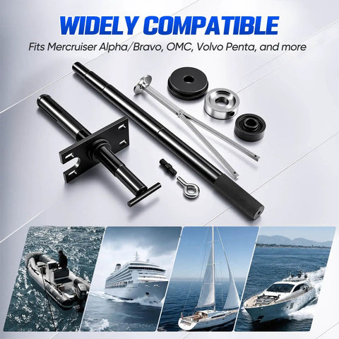 Drop Dead Simple Gimbal Bearing Puller And Installer Jig For Alpha Alpha One Mr Bravo Omc Cobra Volvo Sterndrives assembly parts display.