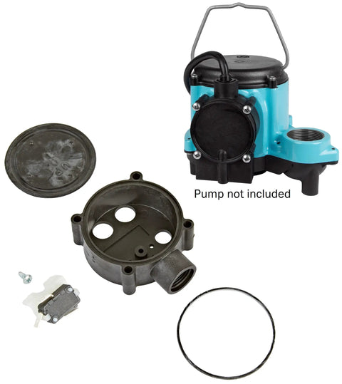 Heavy Duty Sump Pump Diaphragm Switch Repair Kit For No Sweat Basement Water Cleanup DIY Fix showing pressure switch components and o-ring.