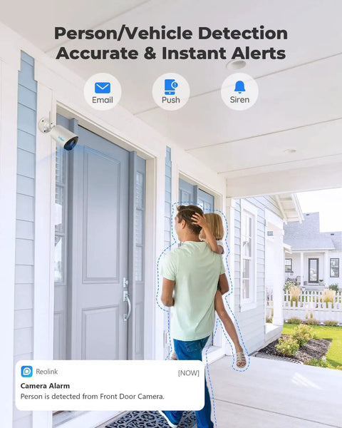 Wireless Outdoor Security Camera With Solar Or Battery Power, 2K Night Vision And 3MP Clarity, AI Detection installed on porch.