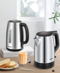Two 1.7L Stainless Steel Electric Tea Kettles With LED Light, BPA Free, Auto Shut Off, Boil Dry Protection, 1500W Fast Boil