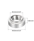 100 Count 10-32 X 0.14 Stainless Steel Self Clinching Rivet Nuts Round Head with measurements for precision applications.