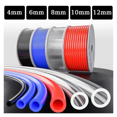 Premium Orange Polyurethane Air Hose Featuring Heavy Duty Pneumatic Tubing Built For Lightning Fast Air Compressor Setup Plug And Play Straight Up 10Mm X 6 Point 5Mm One Hundred Meter Coiled Line in different sizes.
