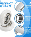 Smooth Gliding Ball Bearing Pulley Roller Kit Made From Tough Nylon with durable white nylon wheels and stainless steel bearings.
