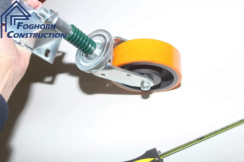 Heavy Duty 6X2 Inch Gate Caster With Spring Suspension and Full 360 Degree Swivel Wheel handles, shown from above.