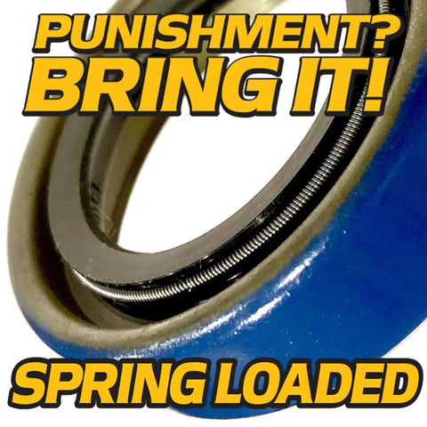 Close-up of Rock Solid Front Caster Wheel Bearing Kit with spring-loaded component for zero turn mowers with heavy duty seals.