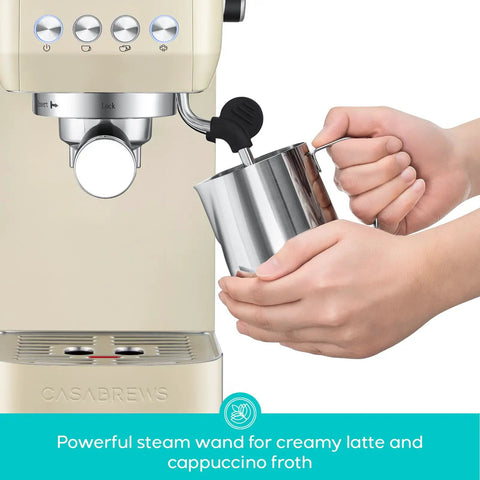 Barista Worthy Home Espresso Machine With 20 Bar Pressure, Stainless Steel Coffee Maker, Steam Milk Frother in use