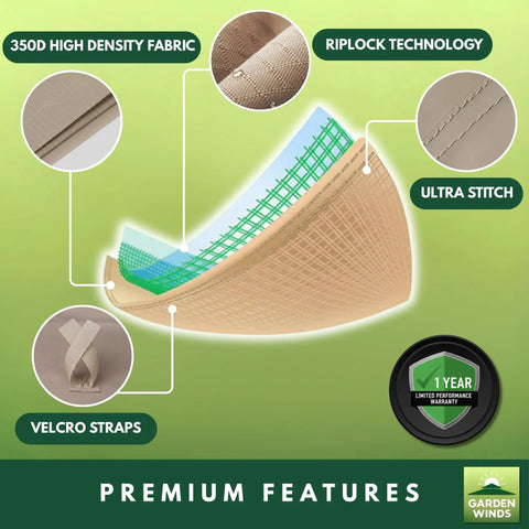Beefed Up RipLock 350 Replacement Canopy Top For Sullivan Point Swing BH15-092-099-01 Beige, features like 350D fabric and Velcro straps.