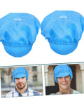 Five Pack Blue Anti Static Cleanroom Working Hat Built With Breathable Mesh And Heavy Duty Polyester For Electronics Factories Food Prep Zones And Paint Studios Offering Sick Airflow And Chill Fit All Day Long displayed on models.