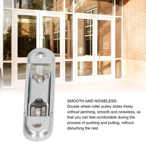Heavy Duty Stainless Steel Sliding Window Door Roller Kit With Dead Easy Install Double Wheels For Home Cabinets And Track Replacement Top Shelf Quality Half Inch Diameter For No Hassle Glide, shown with double wheel pulley.