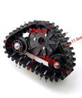 Close-up of Pair Rear Axle Track Kit For Go Kart ATV UTV Buggy Quad Snow Rubber Sand Tracks For Snowmobile And Gasoline Motorcycles Durable Metal Build For Tough Outdoor Rides