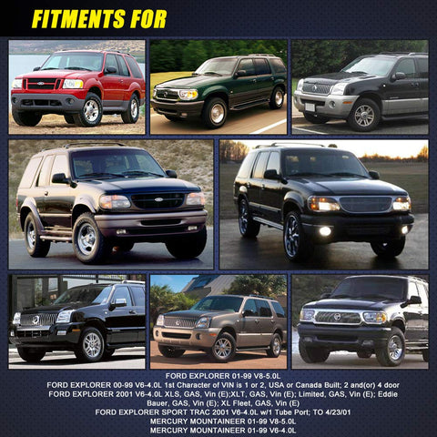 Collage of Ford Explorer and Mercury Mountaineer models from 1999 to 2001, suitable for Premium Fuel Pump Module Assembly E2296S Direct Fit Plug And Play.