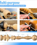 Using 12mm Round Tungsten Carbide Inserts Set For DIY Wood Lathe Turning And Hollowing Tools demonstration for versatile wood shapes.