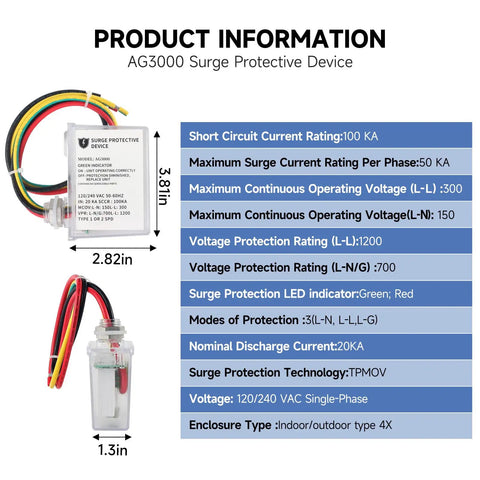 Beefed Up 120 240 VAC HVAC Surge Protector With TPMOV Tech In Watertight Enclosure Delivers Total Surge Defense Product Diagram