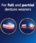 Illustration of full and partial dentures for Ultra Max Hold Denture Adhesive Two Point Two Ounce Size All Day Strong Seal.