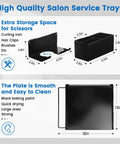 High Quality Salon Service Trays showing storage space for tools and easy to clean black metal ideal for Heavy Duty Smooth Operator Rolling Salon Cart With Bounce Free Metal Trays And Ample Storage Platform Featuring Quick Detach Braiding Hair Rack For Hustling Beauty Pros.