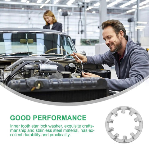Mechanic using Internal Tooth Lock Washers Set In Corrosion Resistant Stainless Steel 300 Pcs Star Shaped Lock Washers Kit
