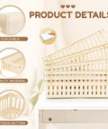 Slick And Solid Plastic Storage Baskets For Classroom Organizing And Teacher Desk Organization Premium Beige Containers stacked showing antiskid bottoms.
