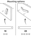 Illustration of mounting options for Two Pack White Leather Drawer Pulls For Industrial Style Furniture Upgrade Easy To Install Leather Handles For Cabinets And Drawers Measuring Seven And Seven Eighths Inches Long By One Inch Wide.