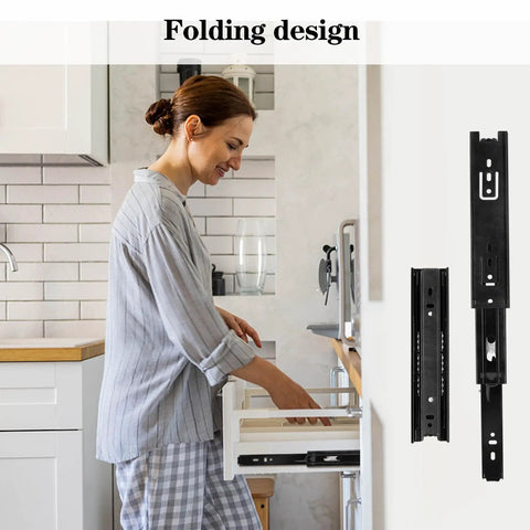 Woman installing Two Pack 8 Inch Undermount Heavy Duty Drawer Slides For Cabinets And Furniture Built To Last Sturdy Stainless Steel Rust