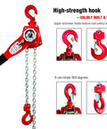 Heavy Duty Lever Chain Hoist 1700 Lbs Capacity 5 Ft Manual Ratchet Chain Puller With Two Hooks for outdoor lifting