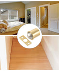 Premium Door Ball Catch And Cabinet Latch With A Snug Pull To Close Mechanism For Pantry Furniture Closet Wardrobe Hardware 5 Piece Pack in bedroom setting with brass ball catch and plate
