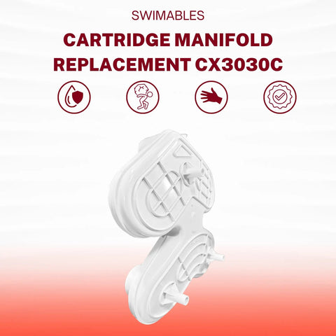 Built Tough Pool Filter Manifold Replacement Fits Hayward C2030 C3030 C4030 Cartridge Systems With Integrated Breather Tube shown at angle.