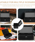 Small Iron Toolbox Featuring A Snug Metal Clasp For Portable Hand Carry Home Projects And Road Trip Trunk Organization, open view with sturdy design.