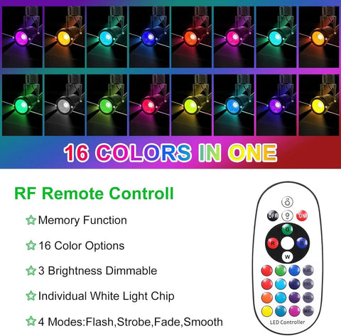 16 color options with remote for 12W RGBW Track Light Heads 6 Pack With 16 Color Options and Remote Dimmer Four Modes Flash Strobe Fade Smooth