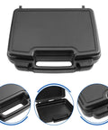 Badass Plastic Toolbox Portable Tool Case With Detachable Storage Tray And Super Grippy Handle showing sturdy black handle and secure lid.